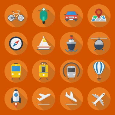 Transportation Flat Icon Set