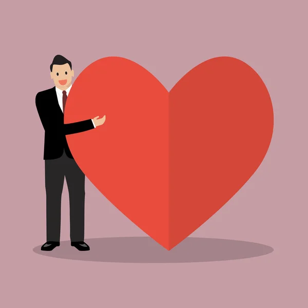 Homme d'affaires présentant le grand cœur — Image vectorielle