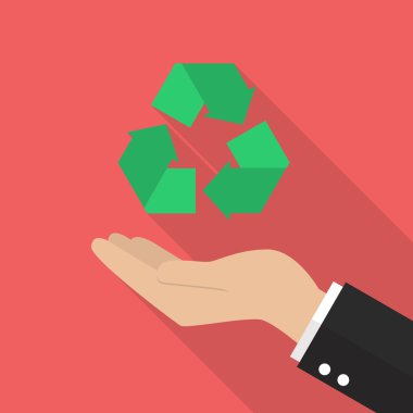 Hand holding recycle icon