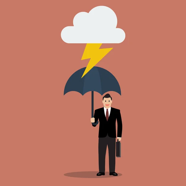 Businessman with umbrella protect from thunder — ストックベクタ