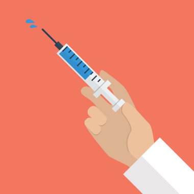 Hand holding syringe clipart