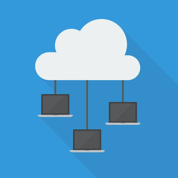 Cloud Computing Laptop Network — Stock Vector