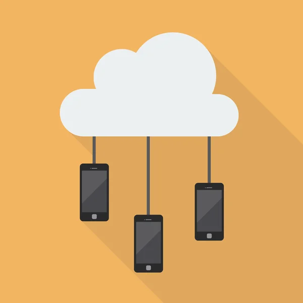 Cloud Computing Smartphone Network — Stock Vector