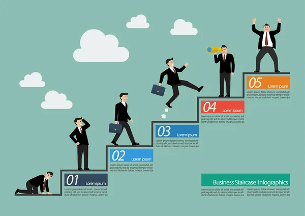 Businessman with staircase infographic — Stock Vector