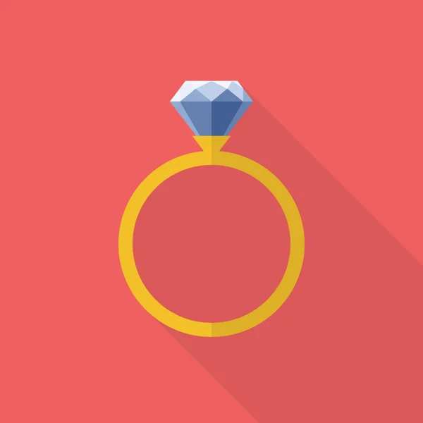 Icono de anillo de diamante estilo plano — Vector de stock