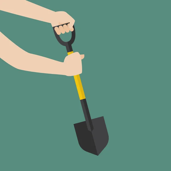 Κρατήστε φτυάρι χέρι προετοιμάσει να σκάψει — Διανυσματικό Αρχείο