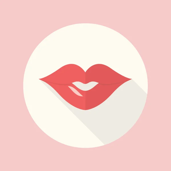 Lábios vermelhos beijo ícone plano —  Vetores de Stock