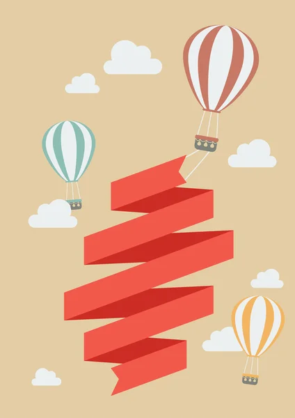 Hete luchtballon met banner — Stockvector