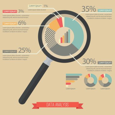 Büyüteç ve pasta grafiği Infographic