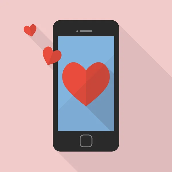 Heart icon on smart phone — Stock Vector