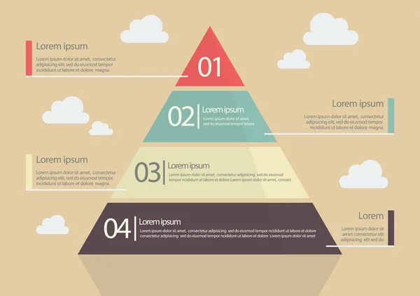 Grafik düz stil Infographic piramit — Stok Vektör