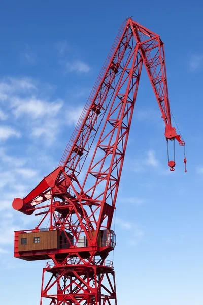 Old red harbour crane — Stock Photo, Image