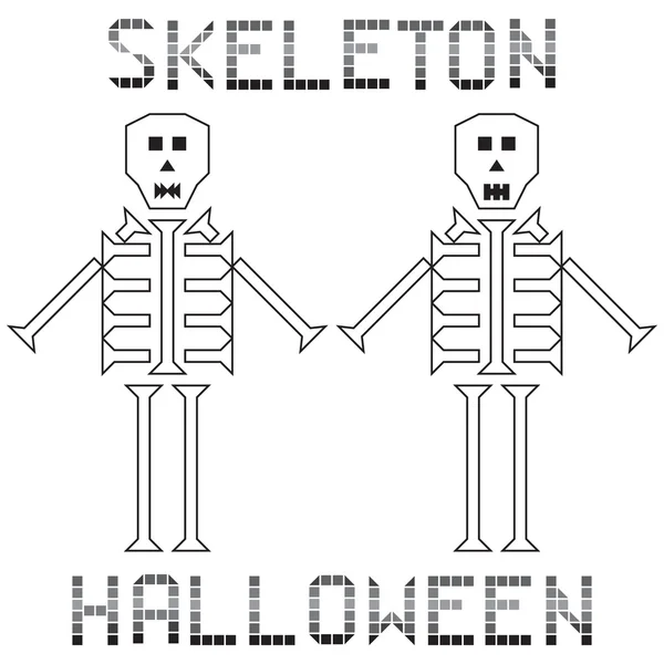 Skeleton halloween Ustaw tekst — Wektor stockowy
