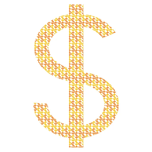 Dollar from dollars isolated yellow — Stock Vector