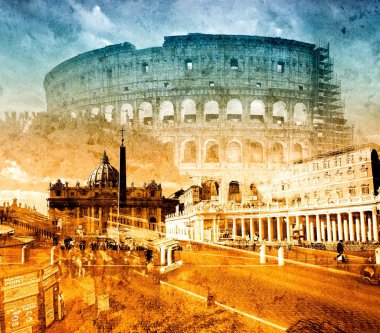 Roma Colloseum Vatikan grunge kolaj