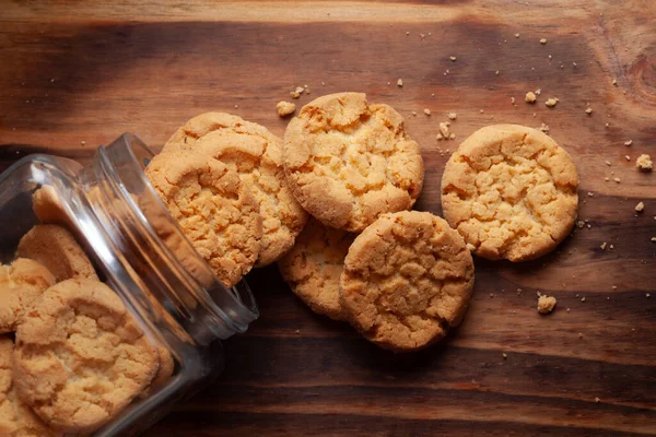 Primer Plano Deliciosas Galletas Galletas Simples Recién Horneadas Que Salen — Foto de Stock