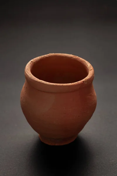 Closeup Empty Indian Hand Made Clay Red Pot Kulhad Sem — Fotografia de Stock