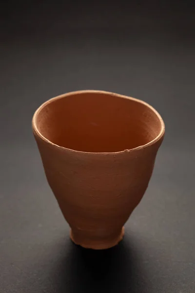 Closeup Empty Indian Hand Made Clay Red Pot Kulhad Sem — Fotografia de Stock