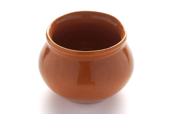 Closeup Empty Indian Hand Made Clay Red Pot Handi Envidraçado — Fotografia de Stock