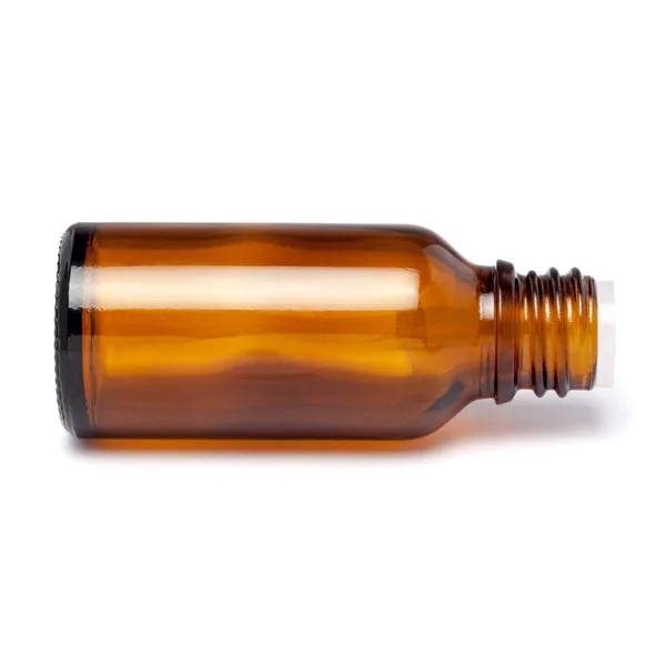 Amber Color Small Glass Bottle Pin Hole Dropper Black Cap — Stock Photo, Image