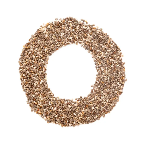 Bio Chia Samen Salvia Hispanica Ringform Für Omega Isoliert Auf — Stockfoto