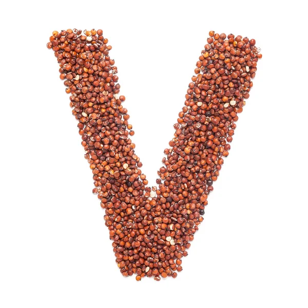 Sementes Quinoa Vermelha Orgânica Quenopódio Quinoa Letra Forma Vitamina Isolado Imagem De Stock