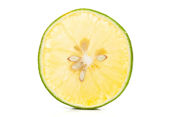 Extremt Makro Närbild Ekologiska Indiska Citrus Frukt Söt Limetta Eller — Stockfoto