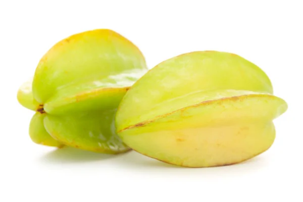 Beyaz Zemin Üzerinde Izole Edilmiş Organik Yeşil Meyve Carambola Averrhoa — Stok fotoğraf