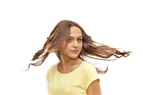 Portrait of Beautiful Young Woman Shaking Her Hair — Stock Photo, Image