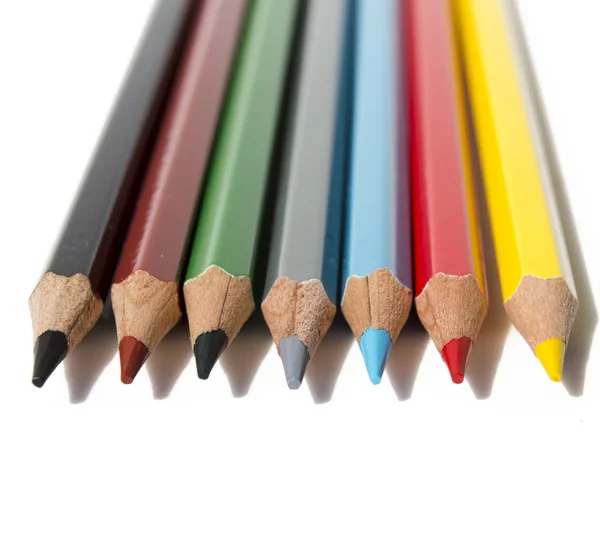 Colored pencils on white background — Stock Photo, Image