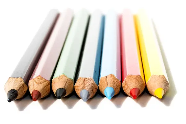 Colored pencils on white background — Stock Photo, Image