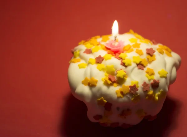 Cupcake partij met een kaars — Stockfoto
