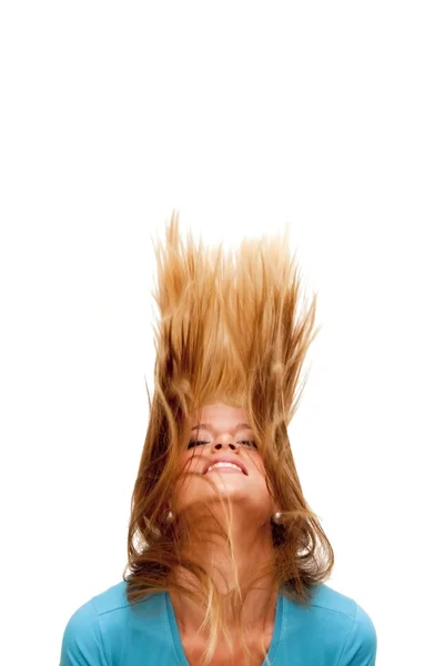 Beautiful  Blonde Woman Shaking Her Hair — Stock Photo, Image