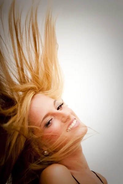 Beautiful Blonde Woman Shaking Her Hair — Stock Photo, Image