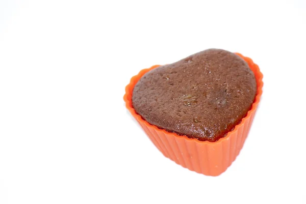 Muffin al cioccolato in titolari di silicone con forma di cuore — Foto Stock