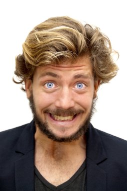 Sakal ve mavi gözlü yakışıklı adam