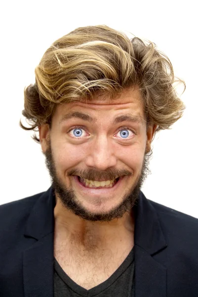 Homem bonito com barba e olhos azuis — Fotografia de Stock