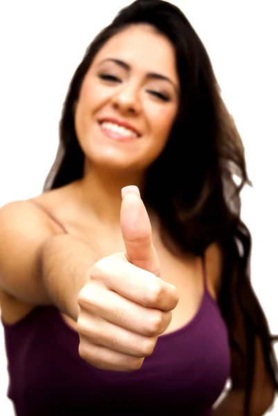 Beautiful  Woman  With The Thumb Upwards — Stock Photo, Image