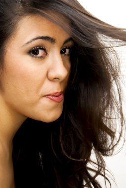 Güzel kadın üfleme Her saç yüz