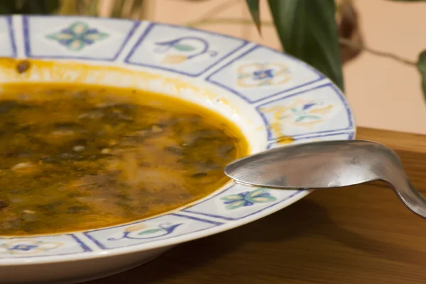 Cuenco de sopa con cuchara —  Fotos de Stock