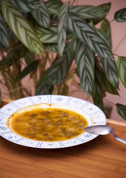 Soup bowl with spoon — Stock Photo, Image