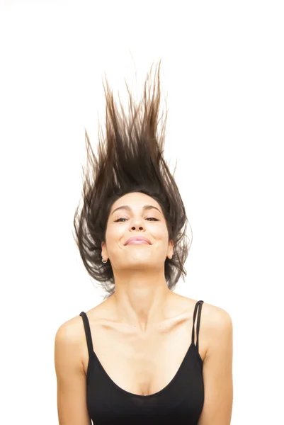 Krásná žena třese vlasy — Stock fotografie