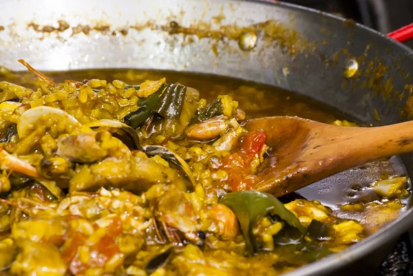 Rice with seafood cooking — Stock Photo, Image