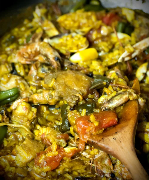 Rice with seafood cooking — Stock Photo, Image