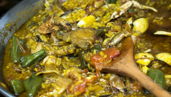 Rice with seafood cooking — Stock Photo, Image