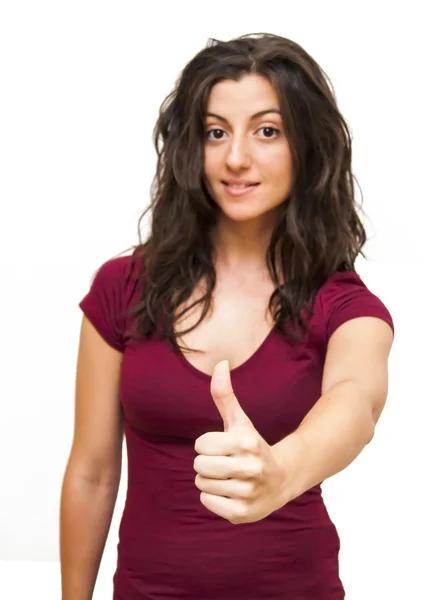 Beautiful  Woman  With The Thumb Upwards Royalty Free Stock Photos