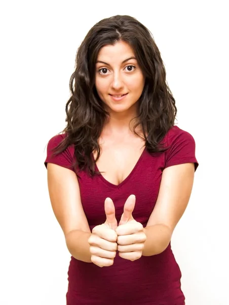 Beautiful  Woman  With The Thumb Upwards — Stock Photo, Image