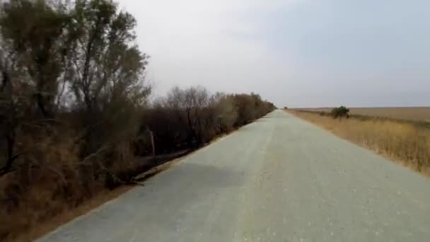 Tour d'une voiture sur une route de campagne par une journée nuageuse — Video