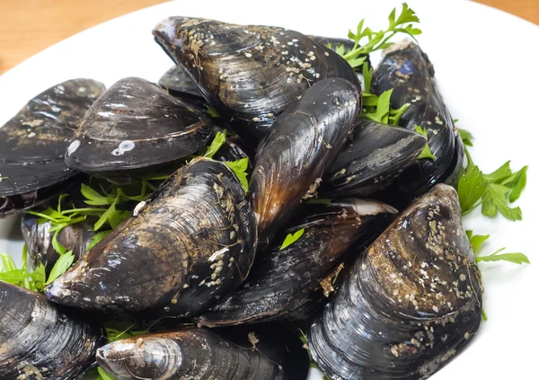 Mussels with parsley — Stock Photo, Image