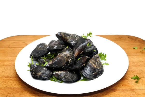 Mussels with parsley — Stock Photo, Image